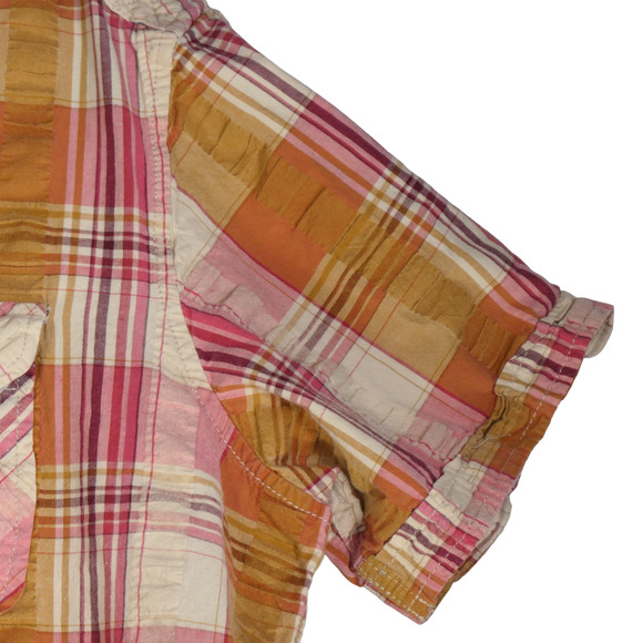 SBS Super Bad Shirt Button Up Mens XL Top Mustard Seersucker Flap Pockets Top - Picture 6 of 12